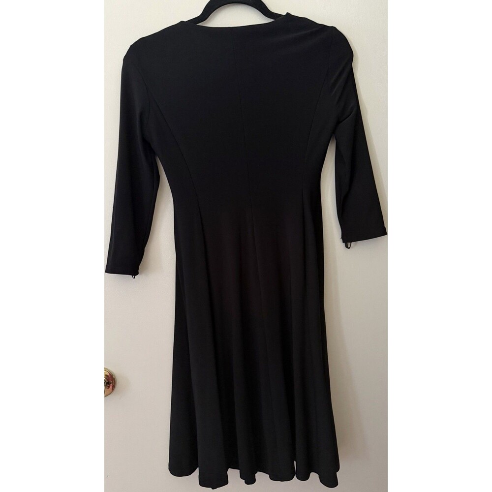 Evan Picone Womens Petite Black V-Neck Ruched Stretch Dress 3/4 Sleeve 4P - Picture 3 of 3